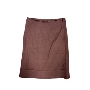 Vintage Eddie Bauer Linen Cotton Midi Skirt Brown Women's 6/S Minimalist